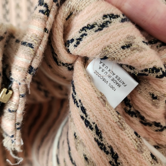 MISA NOEMIE Tweed Floral Embroidered metallic full zip jacket bell sleeve XS - Picture 5 of 11